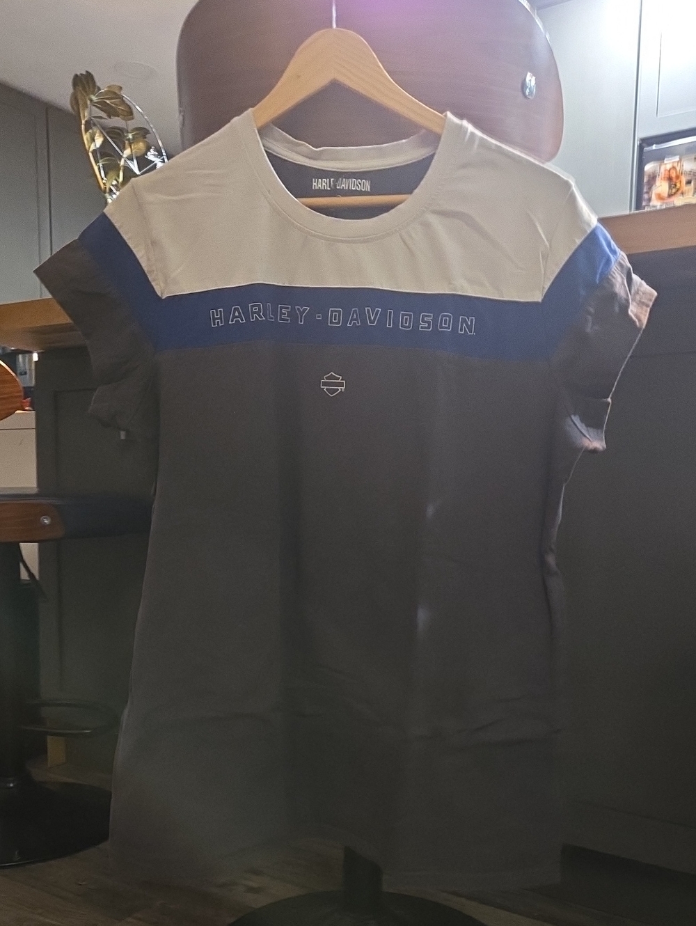 Harley-Davidson Black, White & Blue Short Sleeve Colorblock Tee